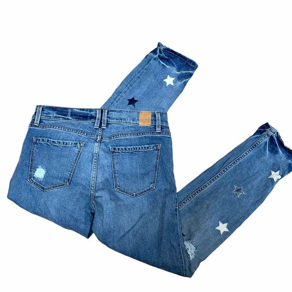 Anthropologie Level 99 Size 26 Star Embroidered Distressed Jeans - Picture 3 of 7